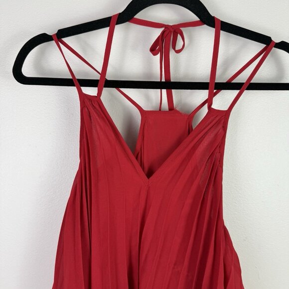 Petal & Pup Gia Red Pleated Halter Maxi Dress L Nordstrom Formal Wedding Beach - Picture 7 of 11
